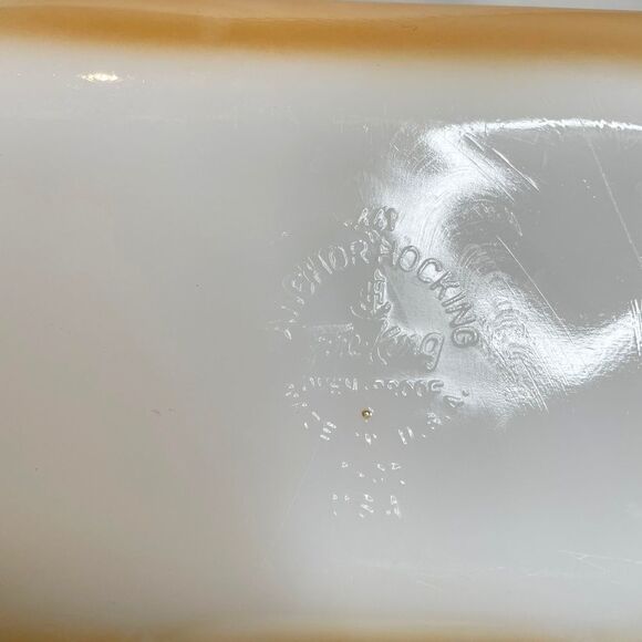 𝅺COPY - Peach Luster Anchor 7 Hocking Pyrex Baking Dish - Picture 5 of 8